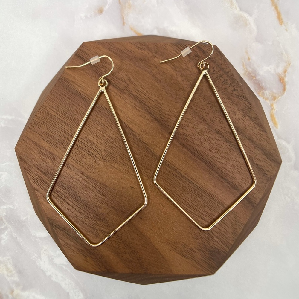 Large Gold Geometric Dangling Earrings - Picture 1 of 3